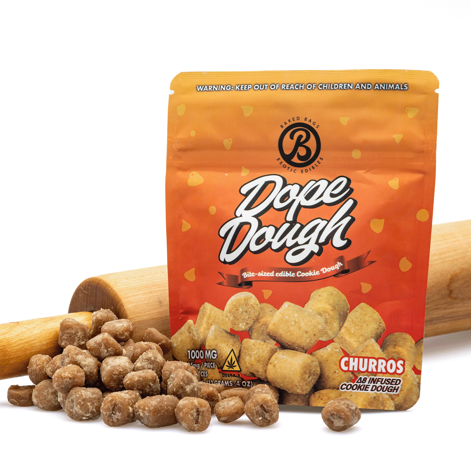 Baked Bags Delta 9 THC Dope Dough – Churros (200 mg Total Delta 9 THC)