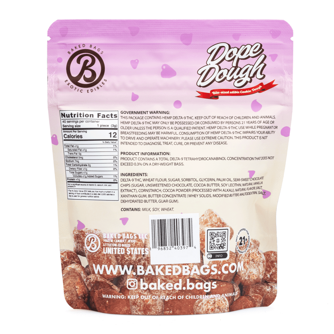 Baked Bags Delta 9 THC Dope Dough – Fudge Brownie (200 mg Total Delta 9 THC) - Image 3