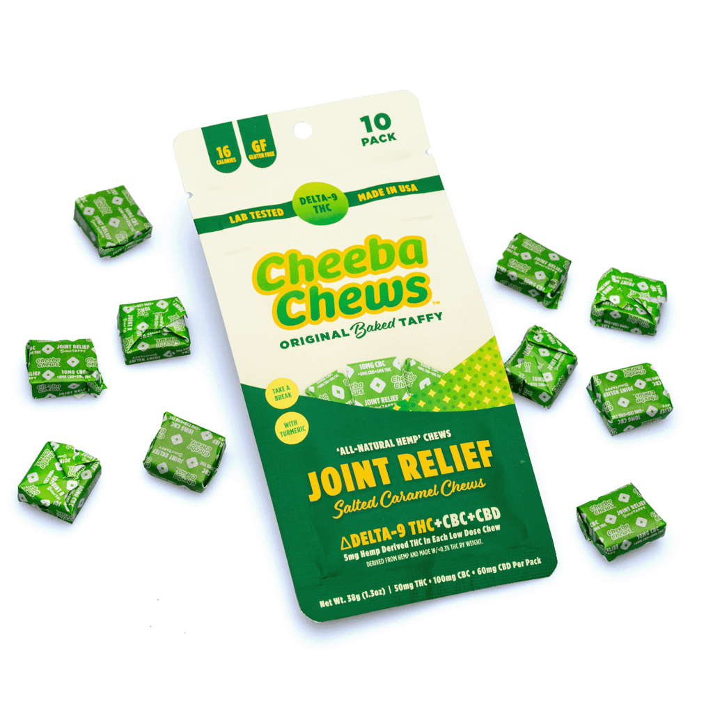 Cheeba Chews Delta 9 and CBC and CBD Salted Caramel Chews – Joint Relief (50 mg Total Cannabinoids)