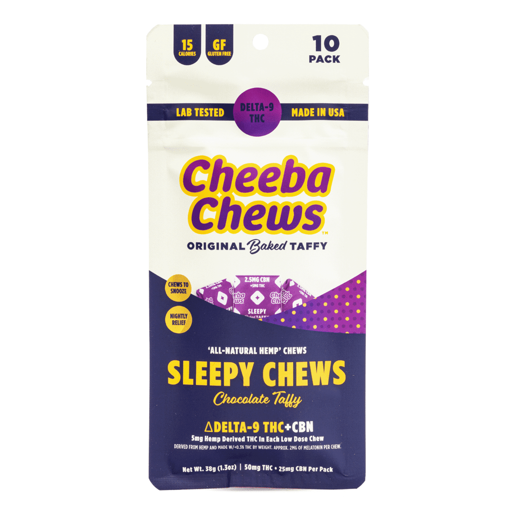Cheeba Chews Delta 9 and CBN Chocolate Taffy – Sleepy Chew (50 mg Total Cannabinoids) - Image 2