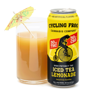 Cycling Frog High Potency THC + CBD Seltzer 4 Pack – Iced Tea Lemonade (200 mg Delta 9 THC + 200 mg CBD Total)
