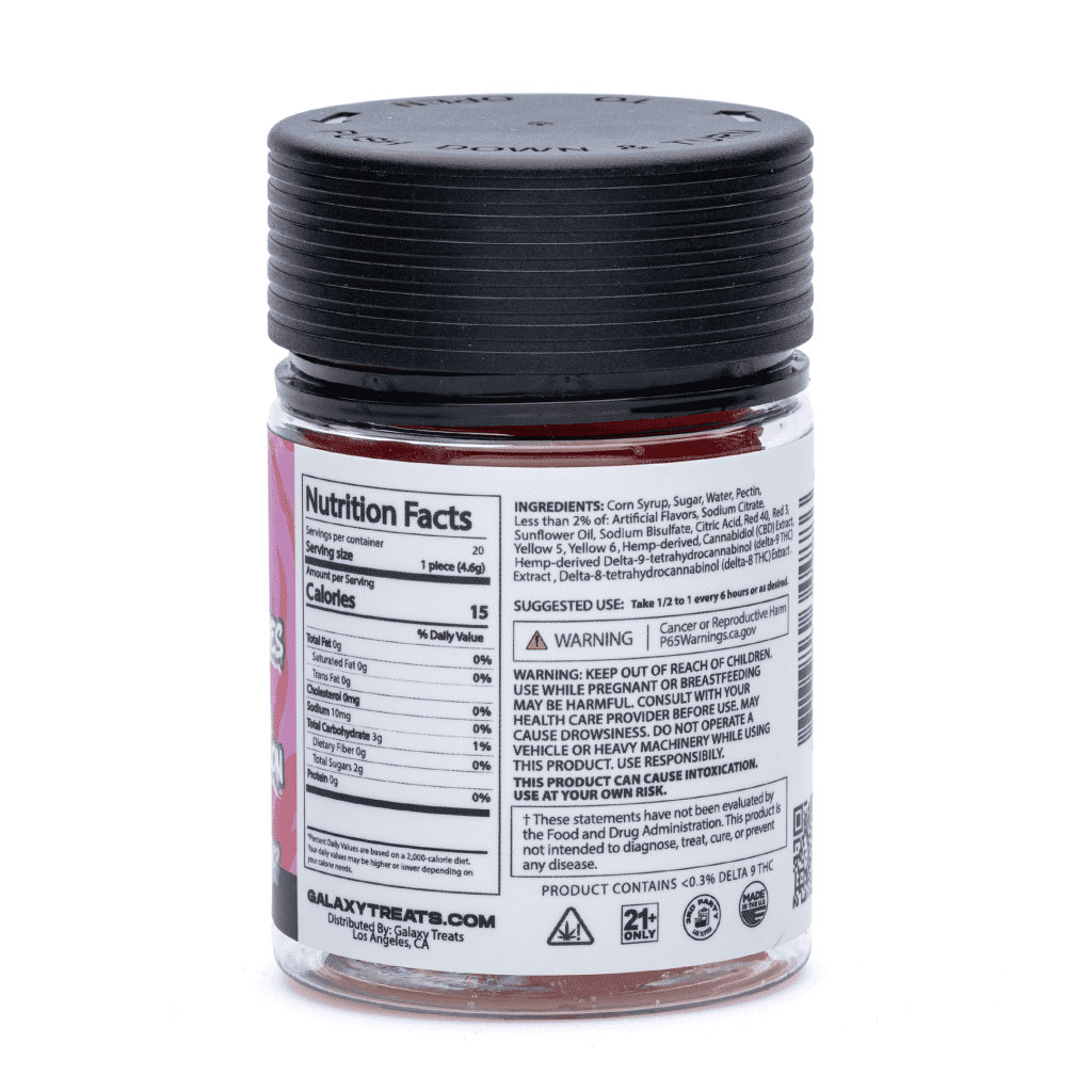 Galaxy Treats Delta 8 / Delta 9 THCP Gummies – Berry Melon Lifter (2180 mg Delta 8 THC + 260 mg Delta 9 THC + 20 mg THCP Total) - Image 2
