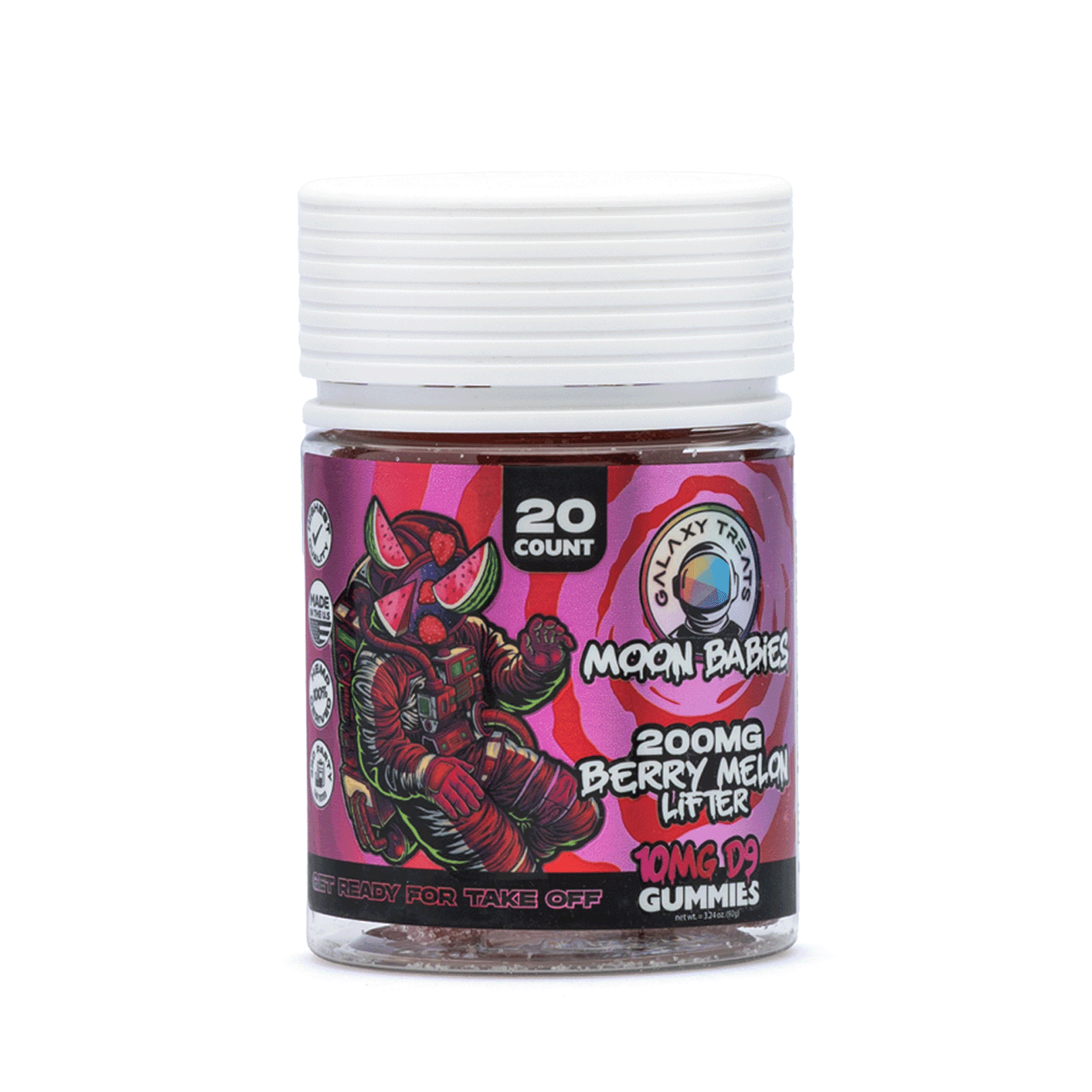 Galaxy Treats Moon Babies Delta 9 THC Gummies – Berry Melon Lifter (200 mg Total Delta 9 THC + 280 mg Total CBD) - Image 2