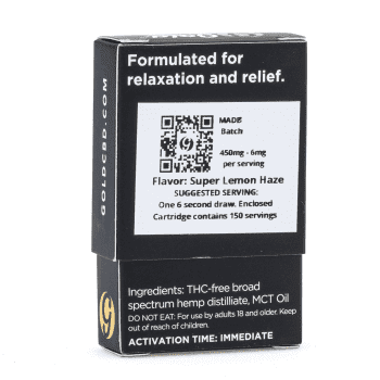 Gold Standard CBD Vape Cartridge – Super Lemon Haze (450 mg) - Image 3