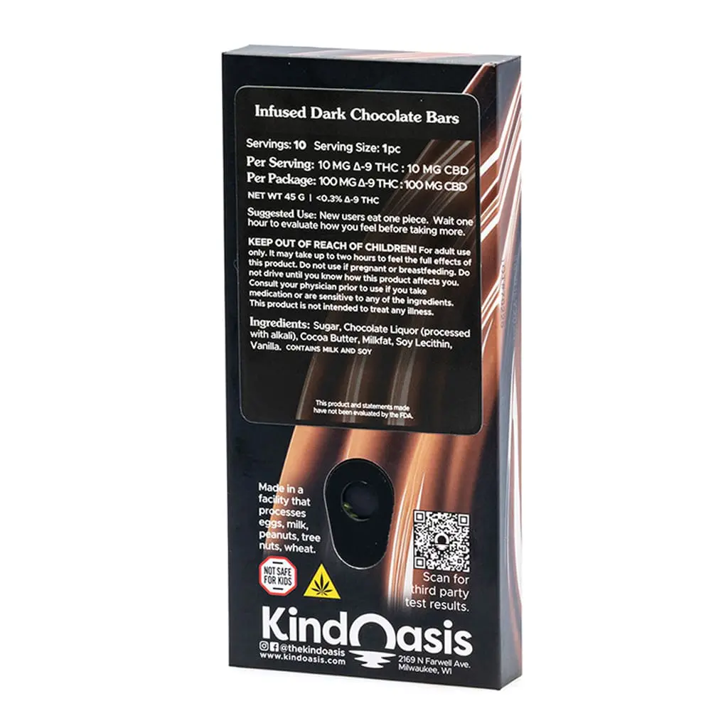 Kind Oasis Delta 9 THC and CBD Dark Chocolate Bar - Image 3