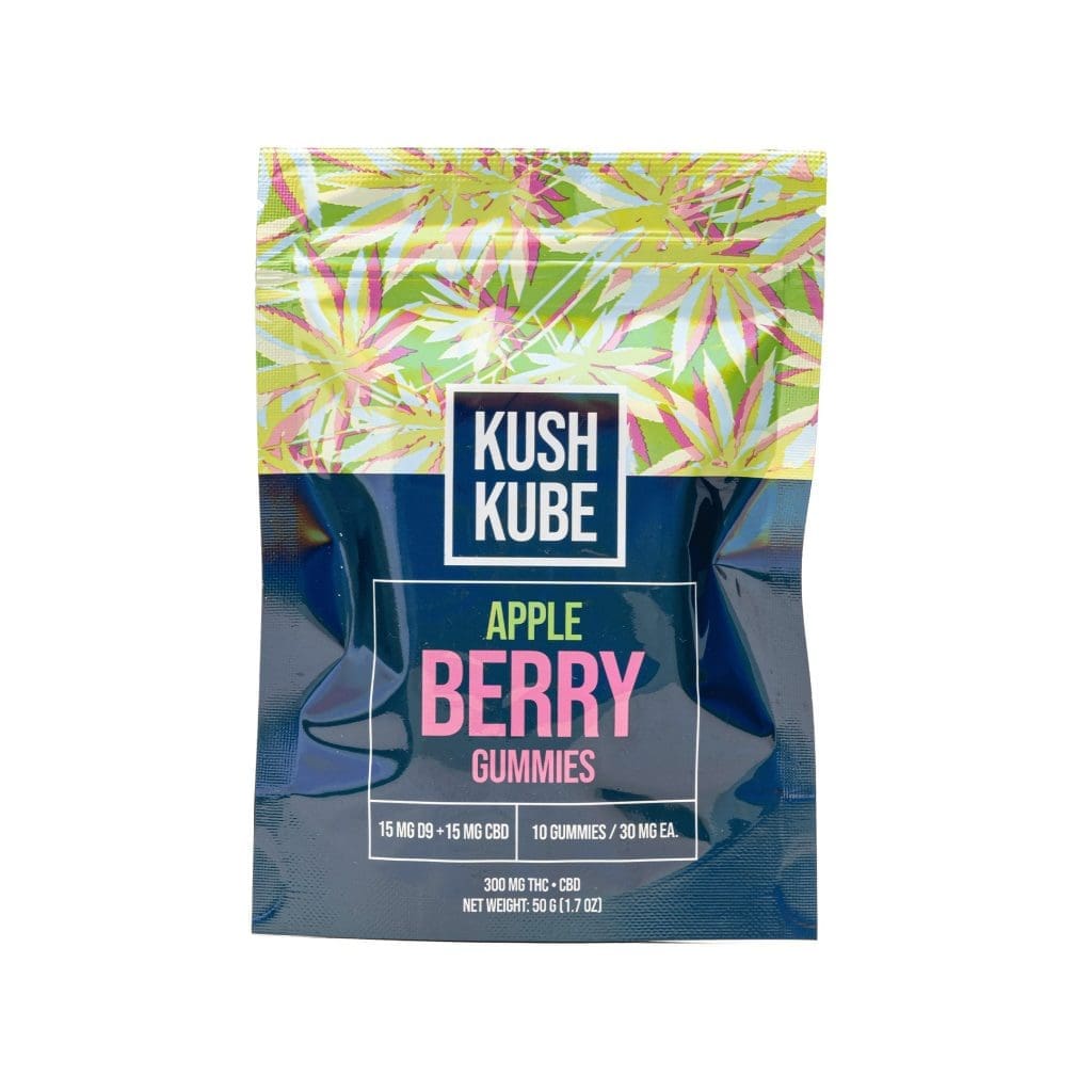 Kush Kube Delta 9 + CBD Gummies – Apple Berry (150 mg total Delta 9 THC + 150 mg Total CBD) - Image 4