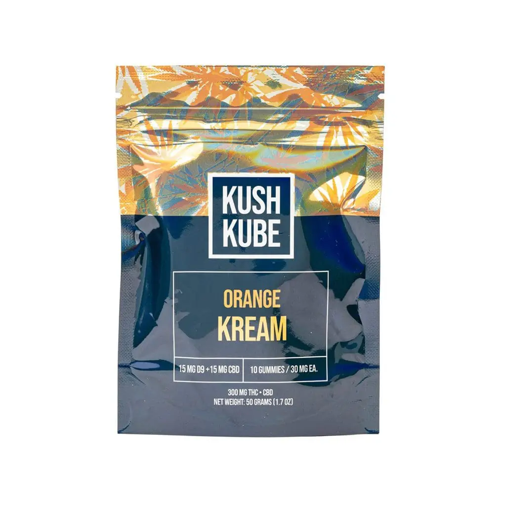 Kush Kube Delta 9 + CBD Gummies – Orange Kream (150 mg total Delta 9 THC + 150 mg Total CBD) - Image 2