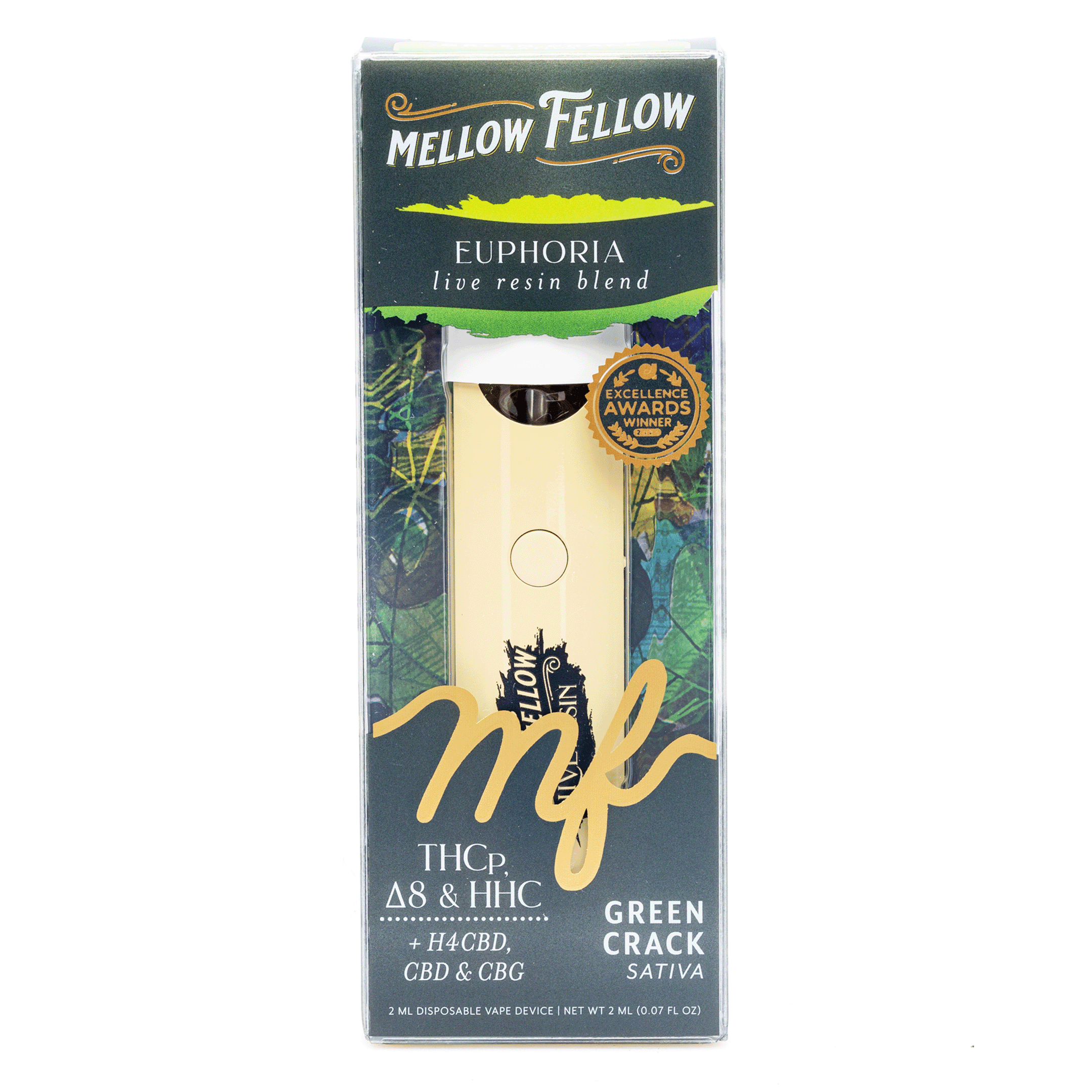 Mellow Fellow Euphoria Blend Live Resin Disposable Vape – Green Crack - Image 2