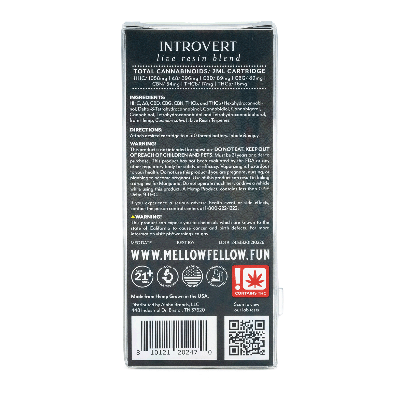 Mellow Fellow Introvert Blend Live Resin Vape Cartridge – AK47 - Image 3
