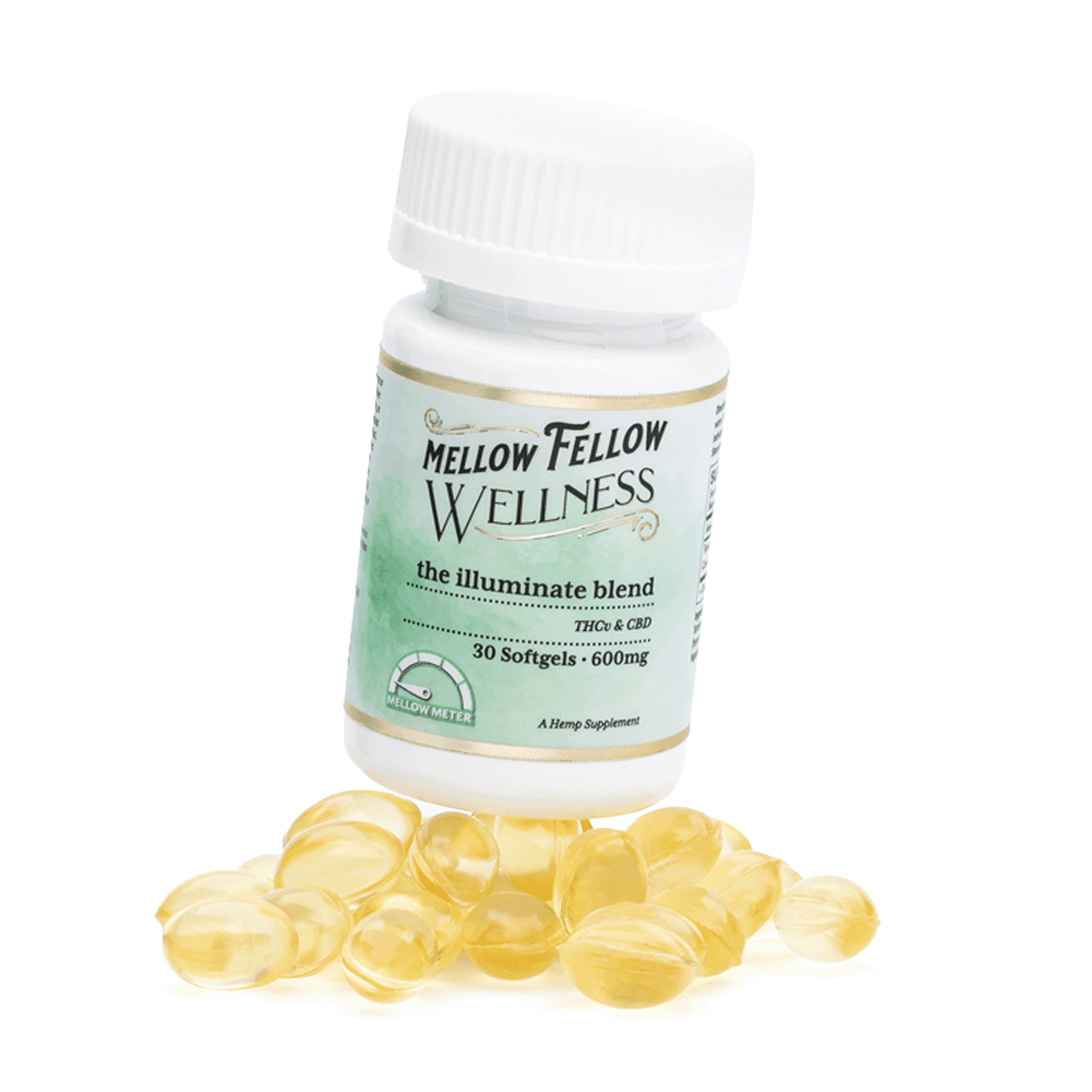 Mellow Fellow Wellness Softgel Capsules – Focus Blend (600 mg Total Cannabinoids)