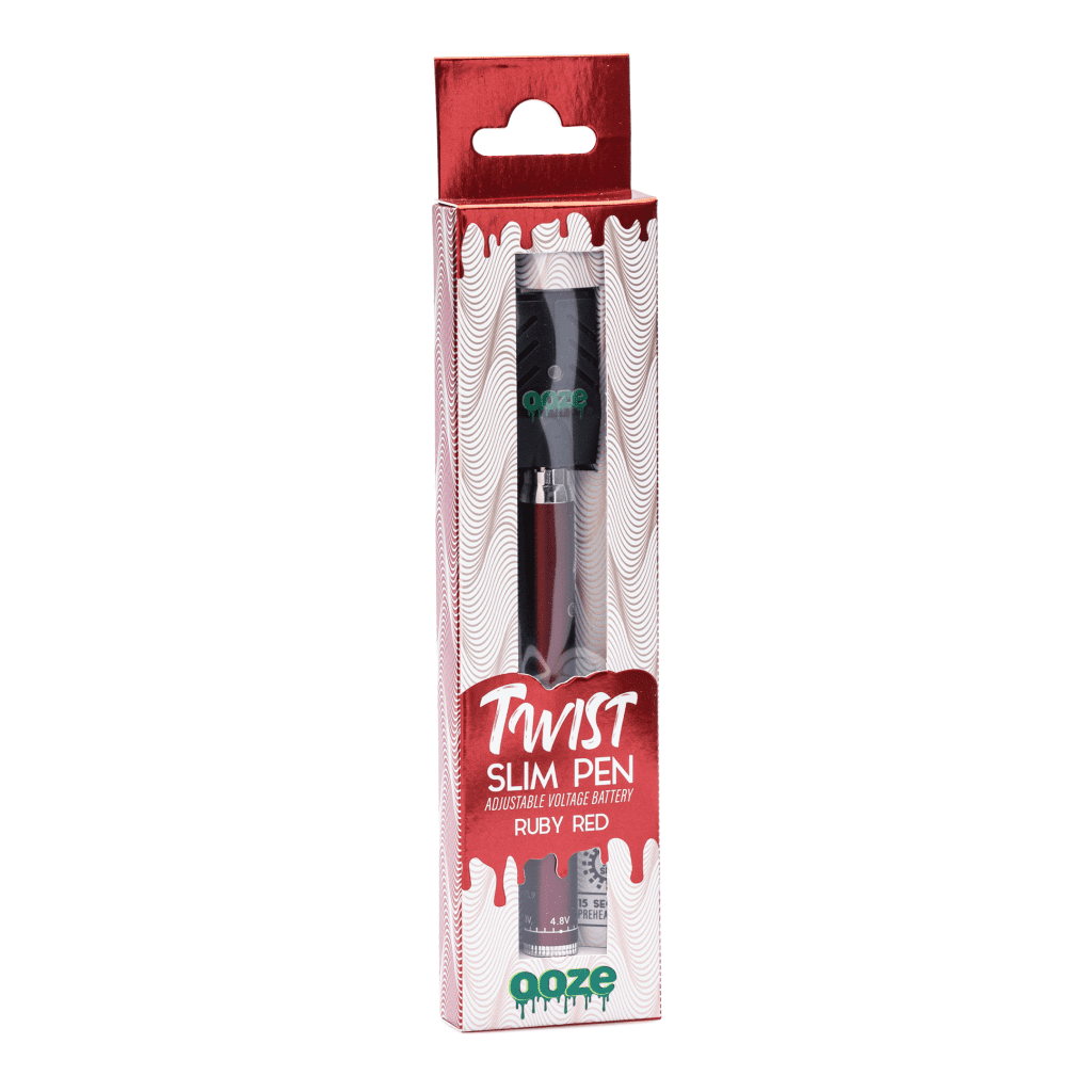 Ooze Slim Twist Pen Vape Battery – Ruby Red - Image 3