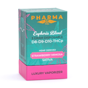 PharmaTHC Delta 8, Delta 9, Delta 10 & THCP Disposable Vape – Strawberry Mimosa (3 grams)