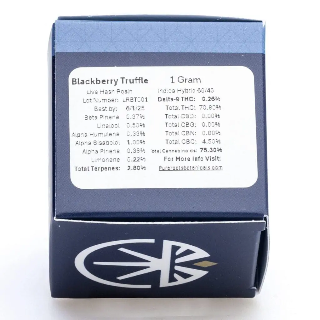 Pure Roots Botanicals THCa Live Rosin Concentrate – Blackberry Truffle (1 gram) - Image 3