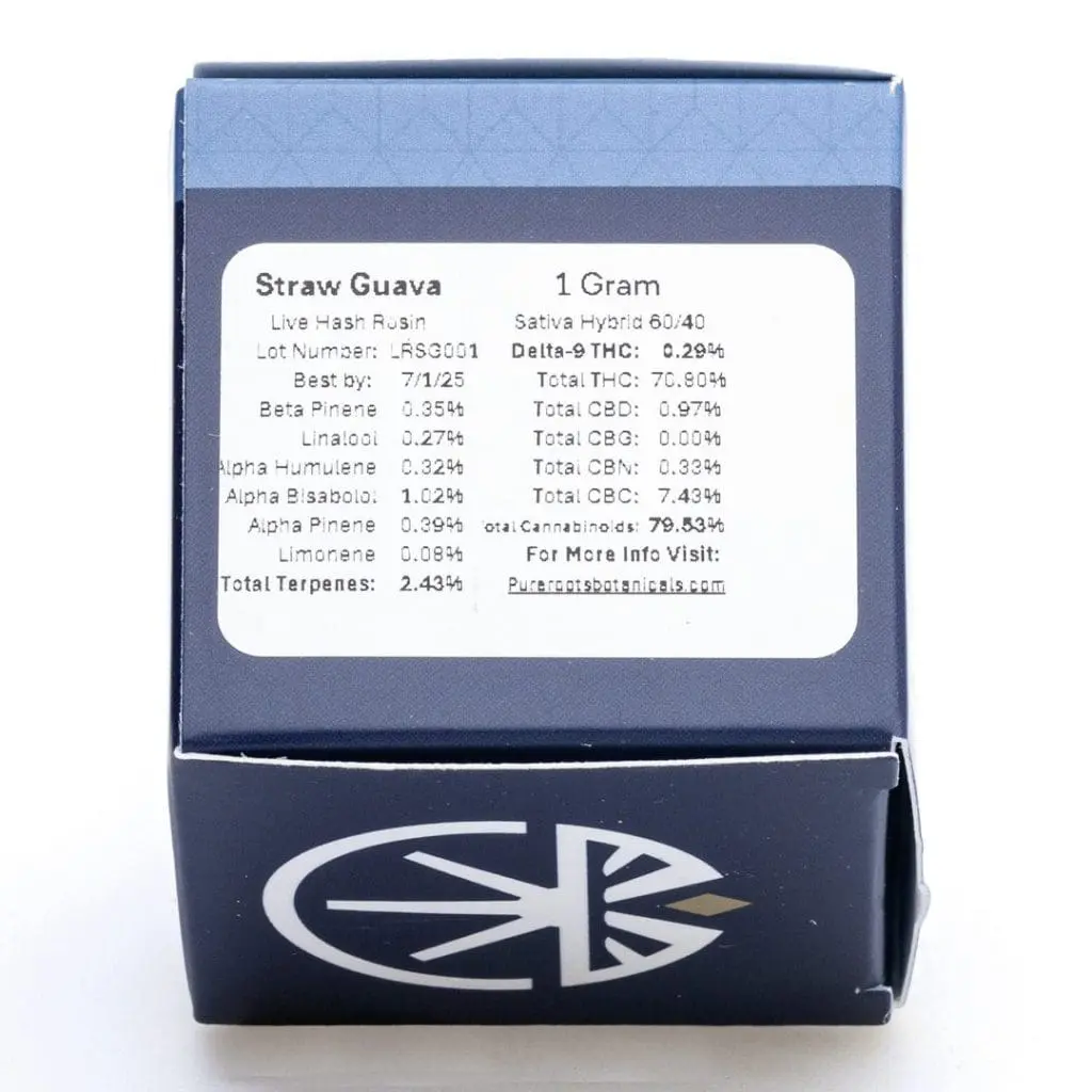 Pure Roots Botanicals THCa Live Rosin Concentrate – Straw Guava (1 gram) - Image 3